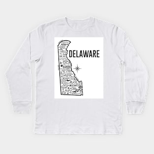 Delaware Map Kids Long Sleeve T-Shirt